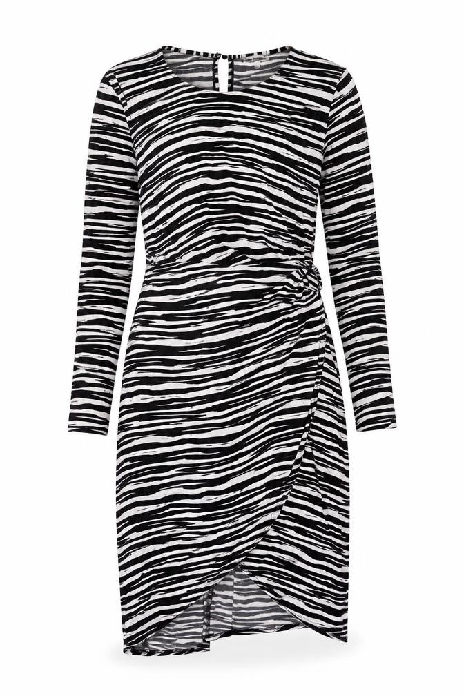 Warehouse Women's Black Asymmetric Animal Print Dress