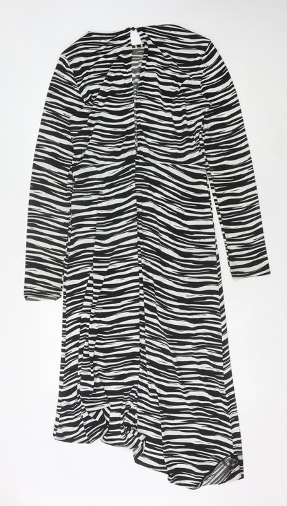 Warehouse Women's Black Asymmetric Animal Print Dress