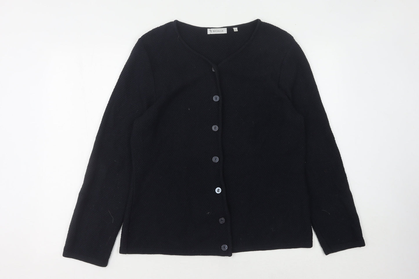 Bicalla Womens Black Cardigan L Tight-Knit Button