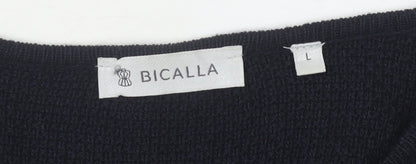 Bicalla Womens Black Cardigan L Tight-Knit Button