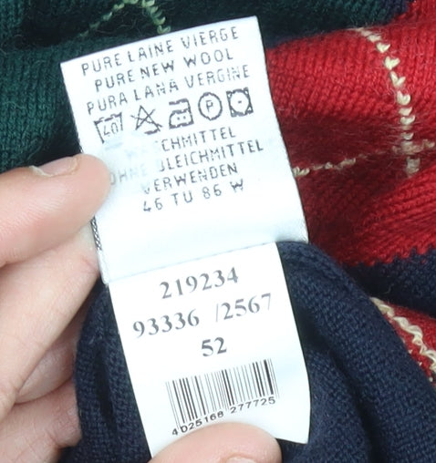 Burlington Men's Red Argyle Long Sleeve Polo Size 52