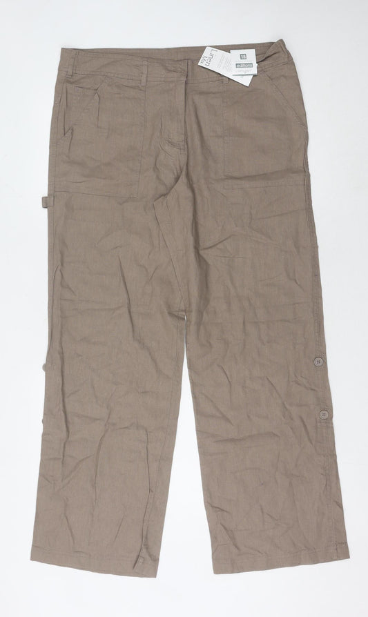Editions Women's Brown Relaxed Trousers, Size 18