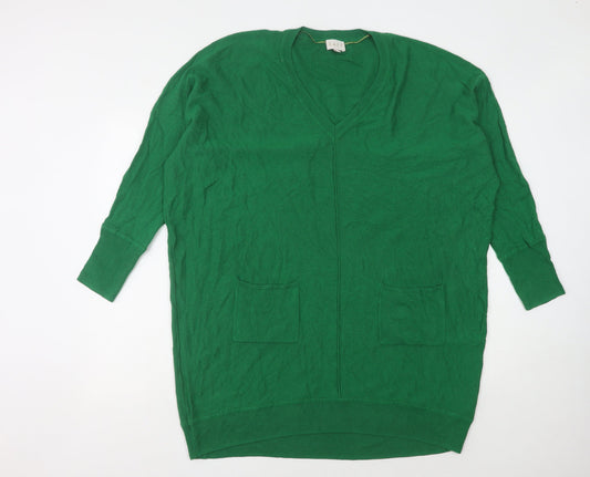 East Women's Green V-Neck Jumper Dress XL