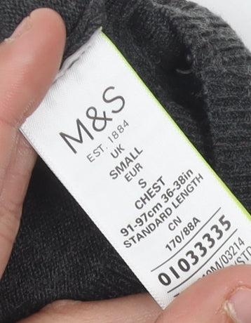 Marks and Spencer Men's Black V-Neck Pullover Jumper S