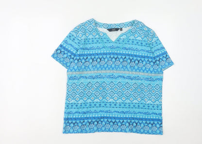 Womens UK Size M Isle Essentials Blue Basic T-Shirt