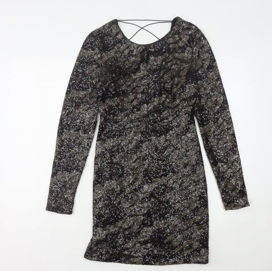 Guess Women's Black Sequin Mini Bodycon Dress Size 6