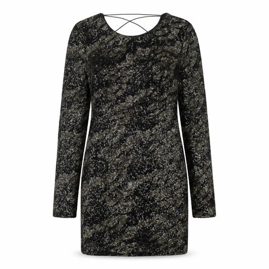Front view of Guess Women's Black Sequin Mini Bodycon Dress, size 6