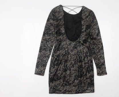 Guess Women's Black Sequin Mini Bodycon Dress Size 6
