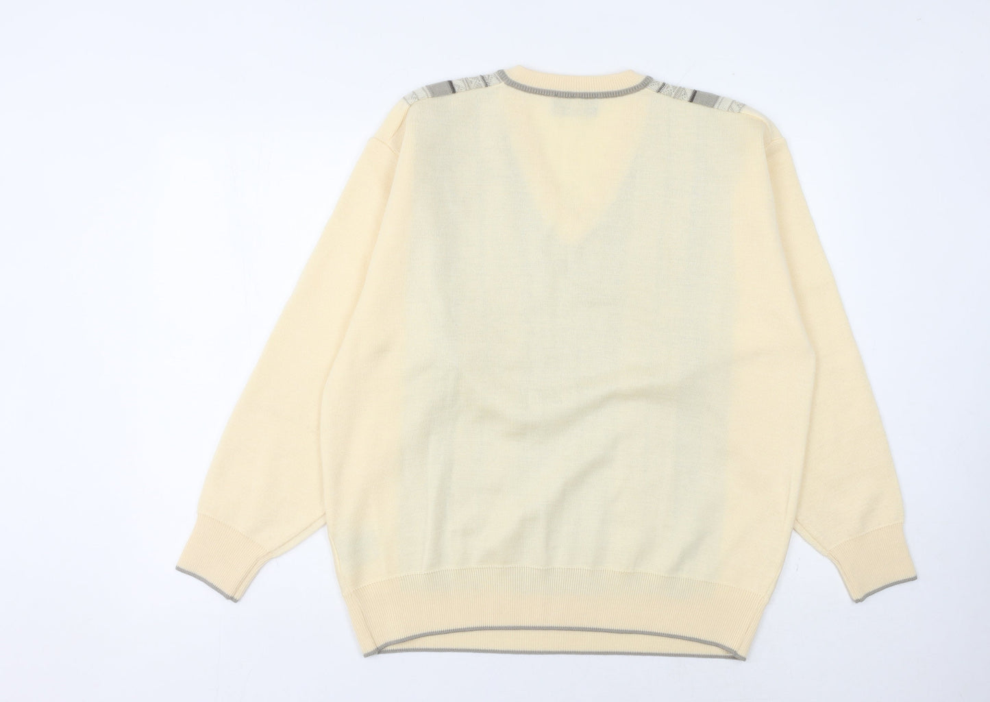 Gabicci Men's Beige V-Neck Knit Pullover Jumper XL