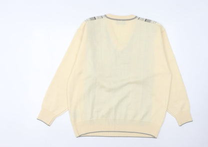 Gabicci Men's Beige V-Neck Knit Pullover Jumper XL