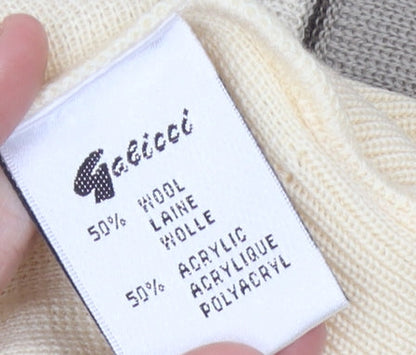 Gabicci Men's Beige V-Neck Knit Pullover Jumper XL