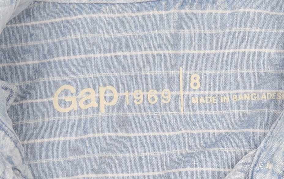Gap Women's Blue Button-Up Shirt - Size 8
