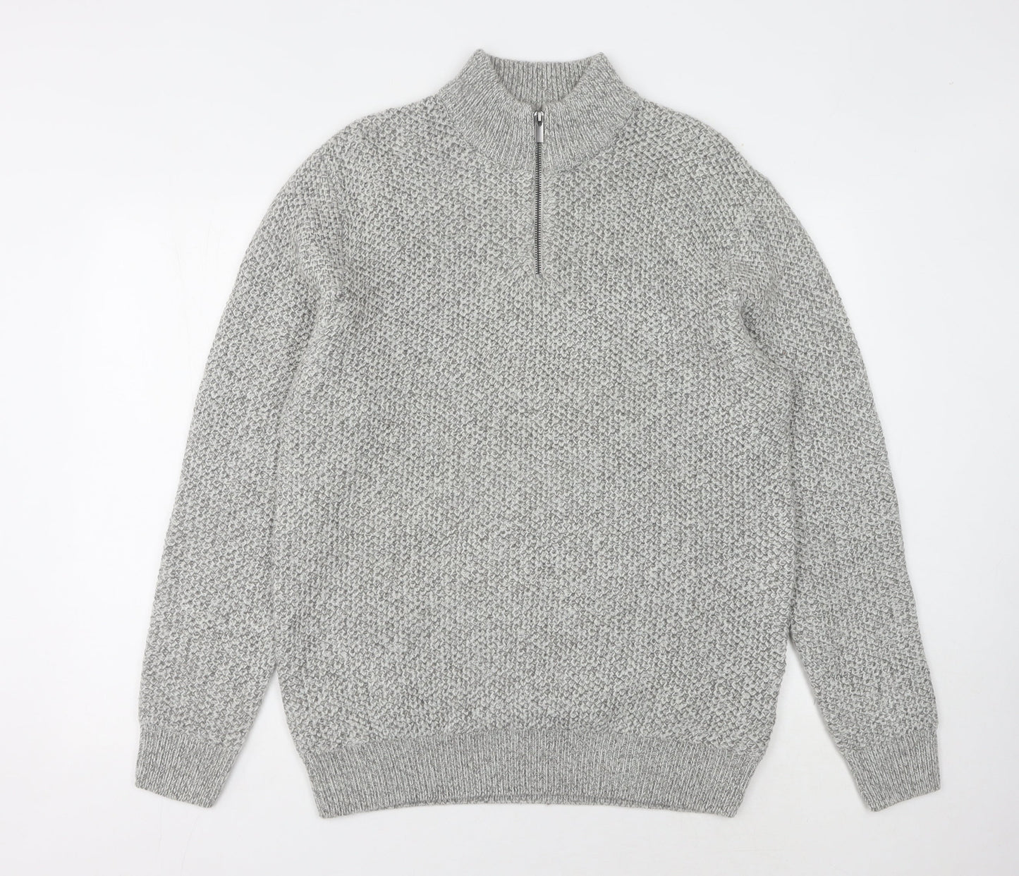 Next Men's Grey Chunky-Knit Pullover L