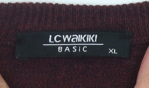 LC Waikiki Men's Red XL Wool Pullover Jumper