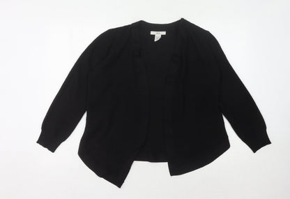 Isela Women's Black Open Front Cardigan M Polyester
