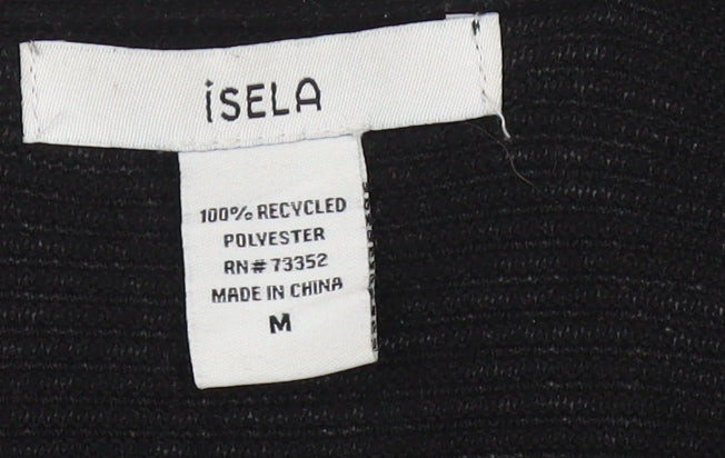 Isela Women's Black Open Front Cardigan M Polyester