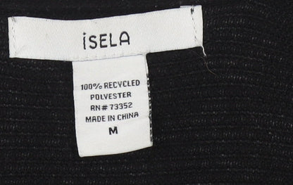 Isela Women's Black Open Front Cardigan M Polyester