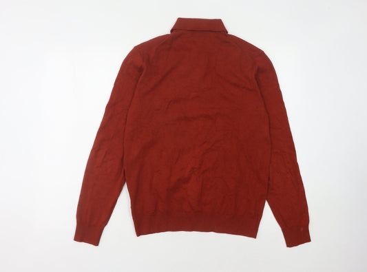 Marks and Spencer Men's Red Polo, Small, Cotton, Long Sleeve