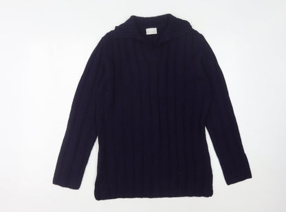 Primark Women's Blue Collared Pullover Jumper Size 10-12