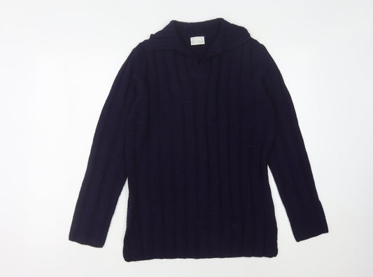Primark Women's Blue Collared Pullover Jumper Size 10-12