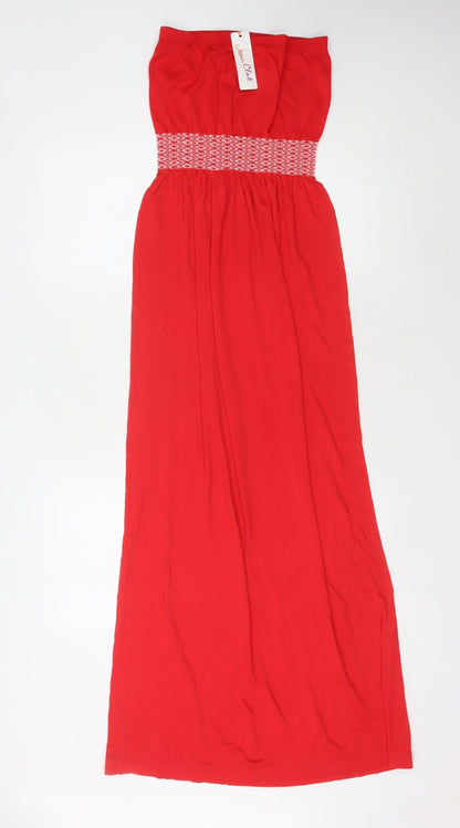 Primark Red Long Strapless Dress - Size L
