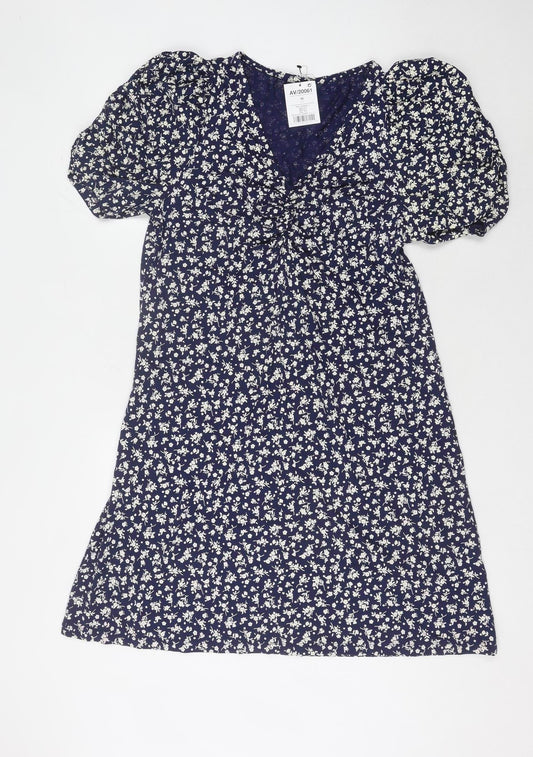 Next Women's Blue Floral Shift Dress Size 16