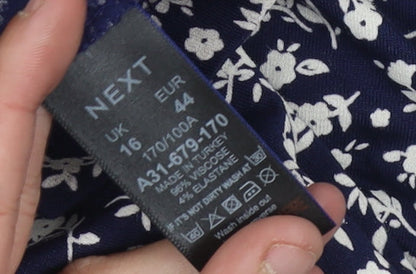 Next Women's Blue Floral Shift Dress Size 16
