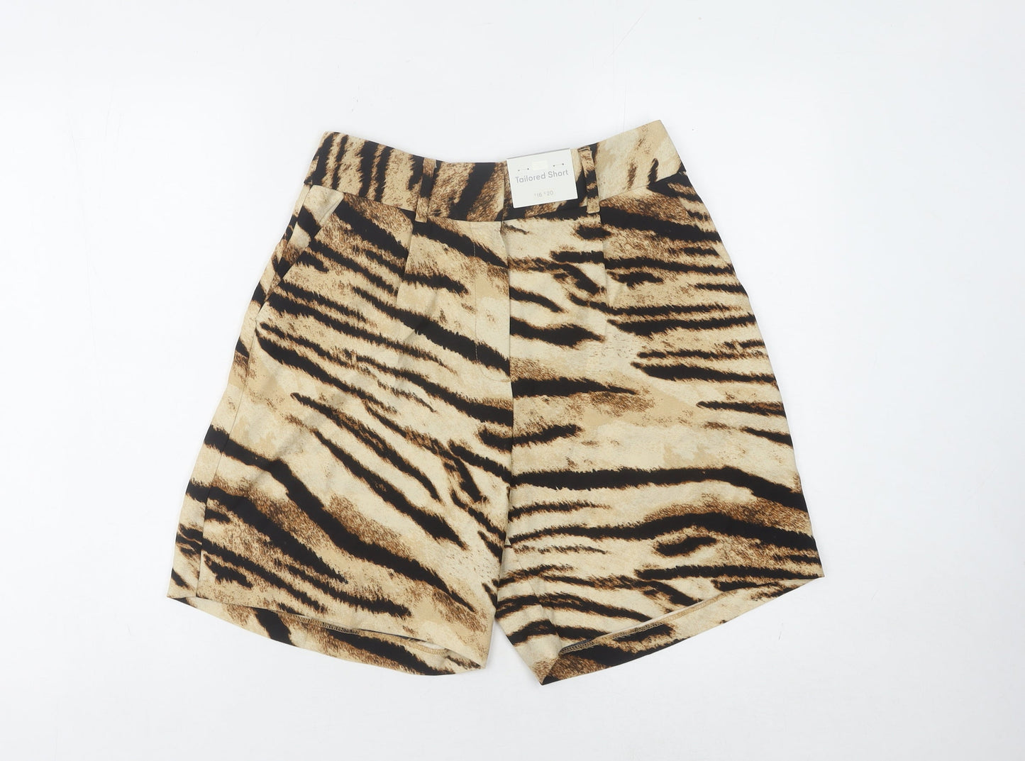 F&F Women's Beige Animal Print Shorts - Size 8