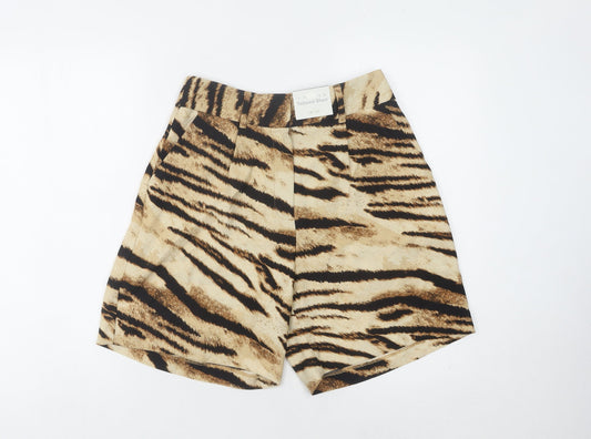 F&F Women's Beige Animal Print Shorts - Size 8