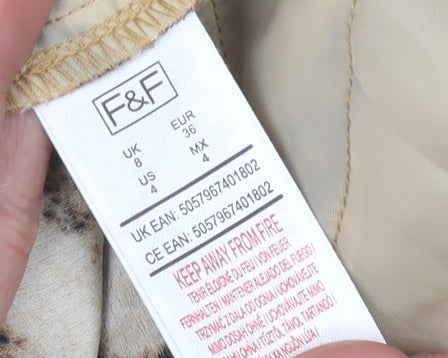 F&F Women's Beige Animal Print Shorts - Size 8