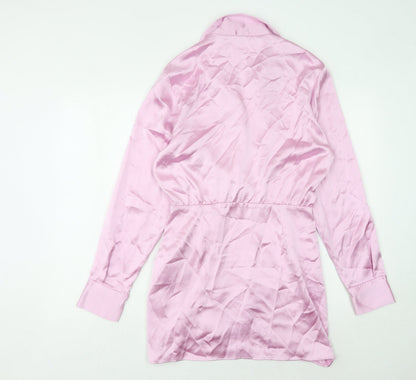 Zara Women's Pink Shirt Dress, Size 12, Spring Classic