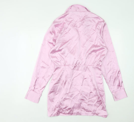 Zara Women's Pink Shirt Dress, Size 12, Spring Classic