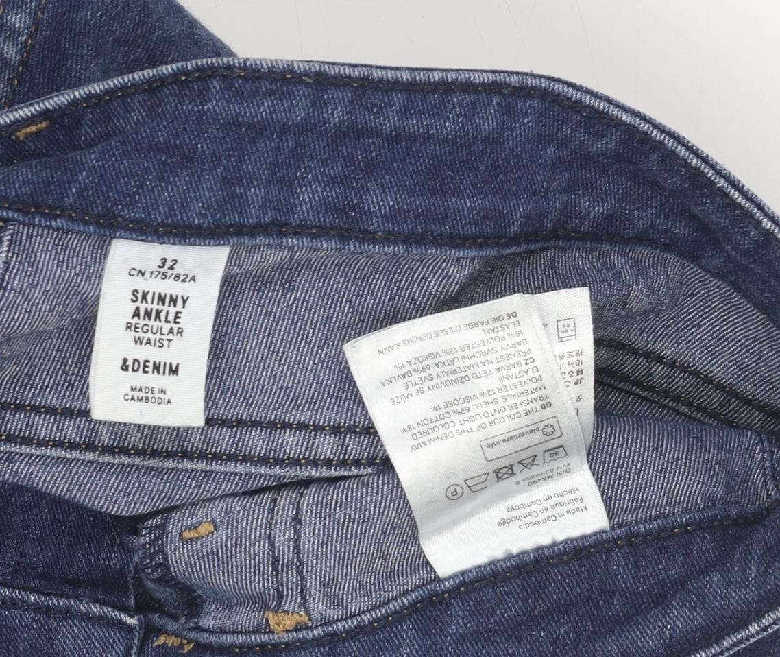 &Denim Womens Blue Skinny Jeans, Size 32
