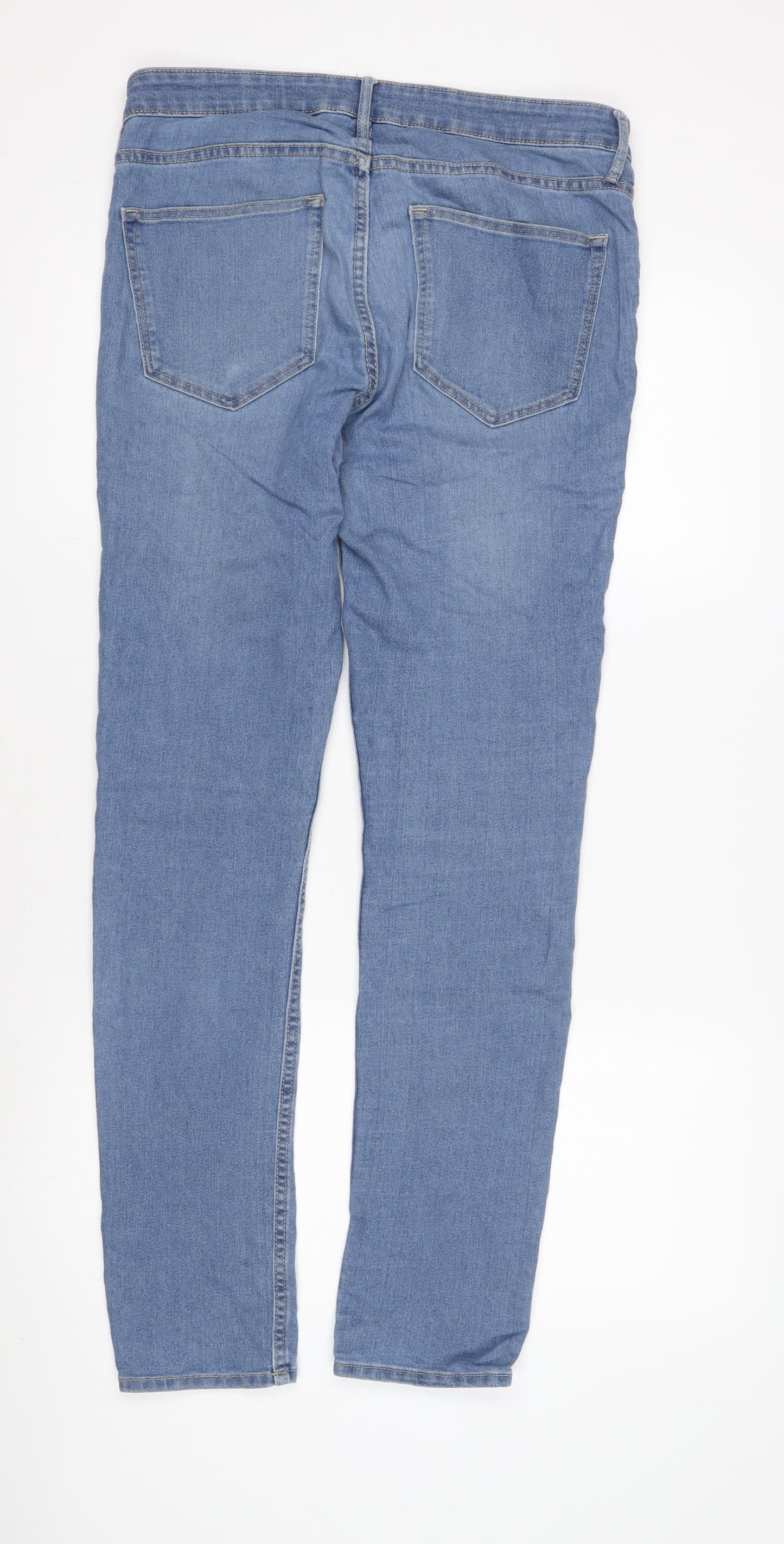 H&M Men's Blue Skinny Jeans, Size 32, Light Wash