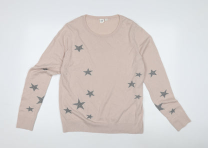 GAP Women's Beige Star Pullover Jumper Size L