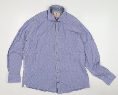 Colours & Sons Men's Blue Geometric Long Sleeve Shirt