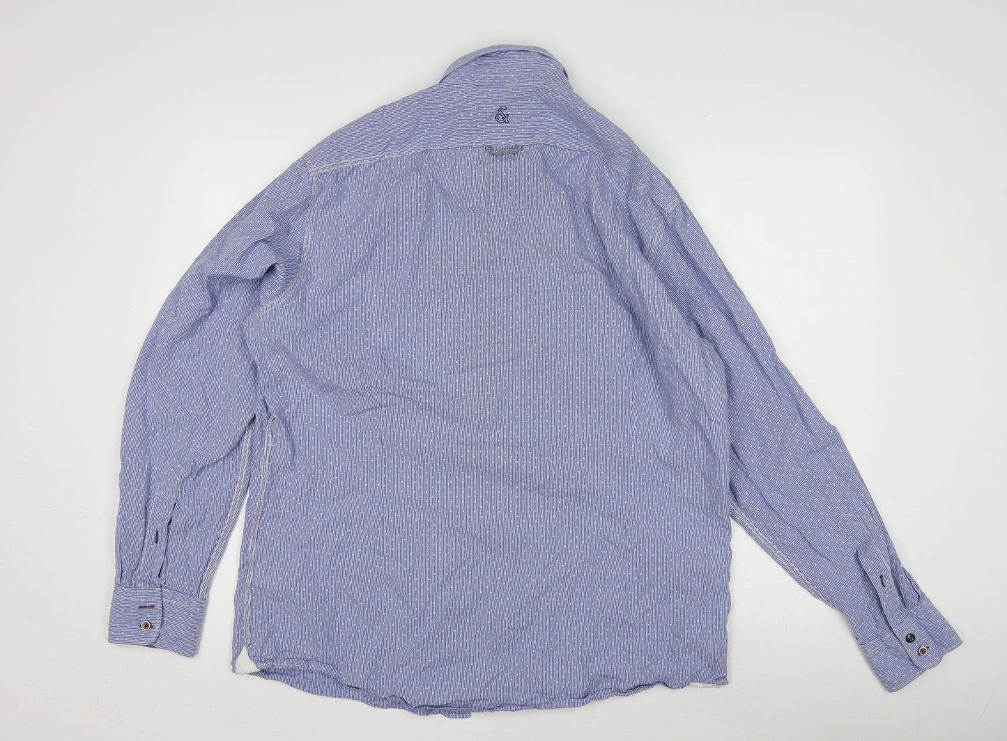 Colours & Sons Men's Blue Geometric Long Sleeve Shirt