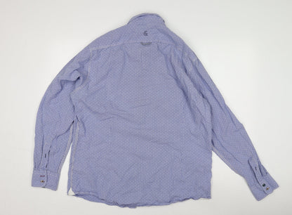 Colours & Sons Men's Blue Geometric Long Sleeve Shirt