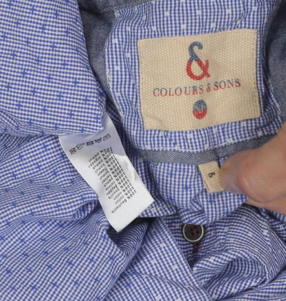 Colours & Sons Men's Blue Geometric Long Sleeve Shirt