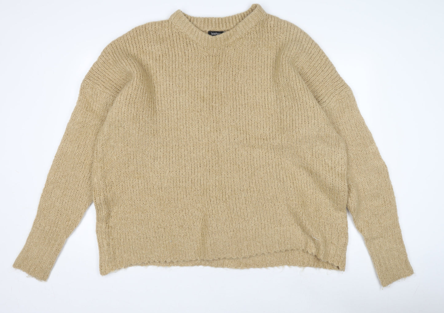 Boohoo Women's Beige Pullover Jumper, M, Chunky Knit