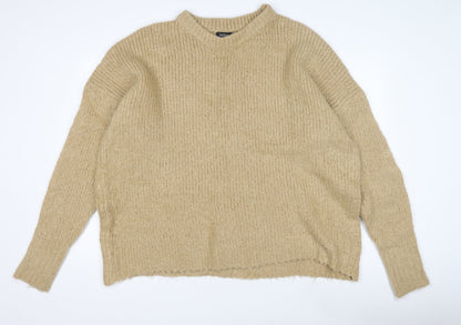Boohoo Women's Beige Pullover Jumper, M, Chunky Knit