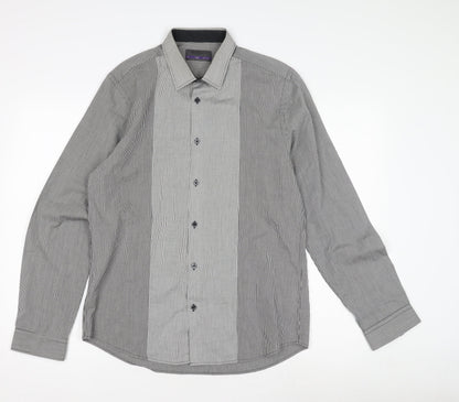 Burton Menswear Men's Grey Slim Fit Check Shirt M