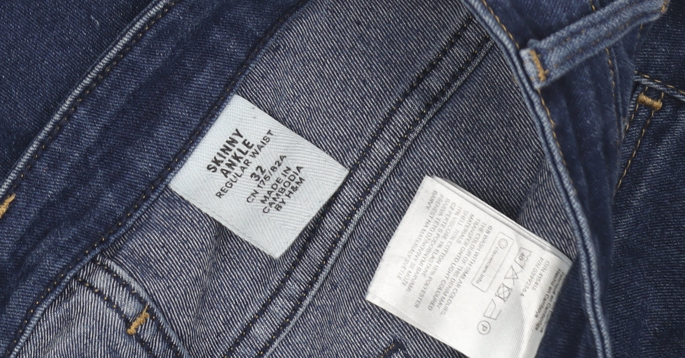 H&M Men's Blue Skinny Jeans, Size 32, Regular Fit