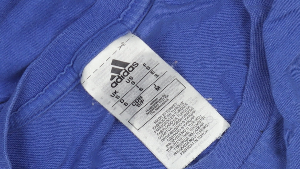 Adidas Men's Blue Graphic Print T-Shirt - M, Crew Neck