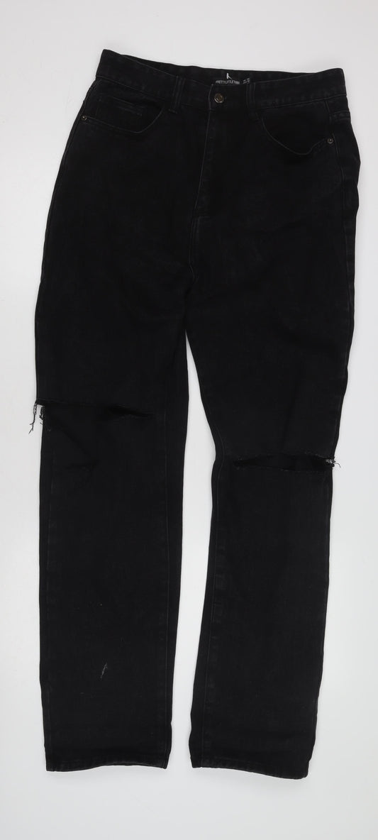 PrettyLittleThing Women's Black Jeans Size 14 Distressed