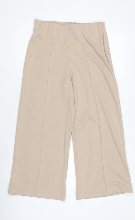 Bonmarché Women's Beige Wide-Leg Trousers Size 10