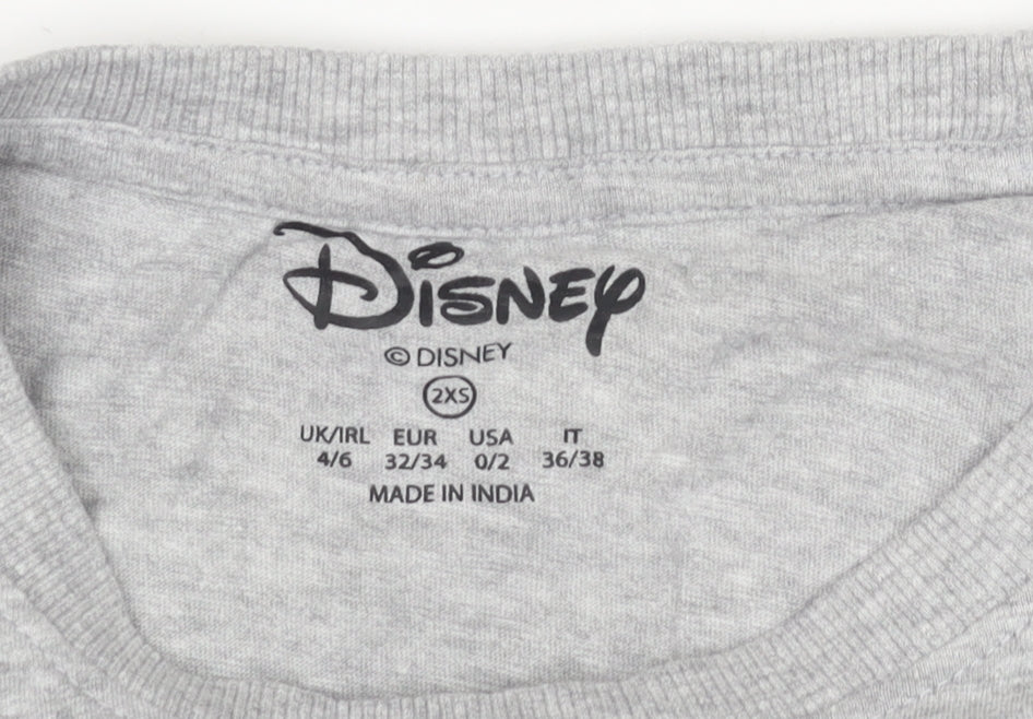Womens UK Size 2XS Disney Grey Basic T-Shirt