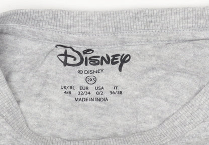Womens UK Size 2XS Disney Grey Basic T-Shirt