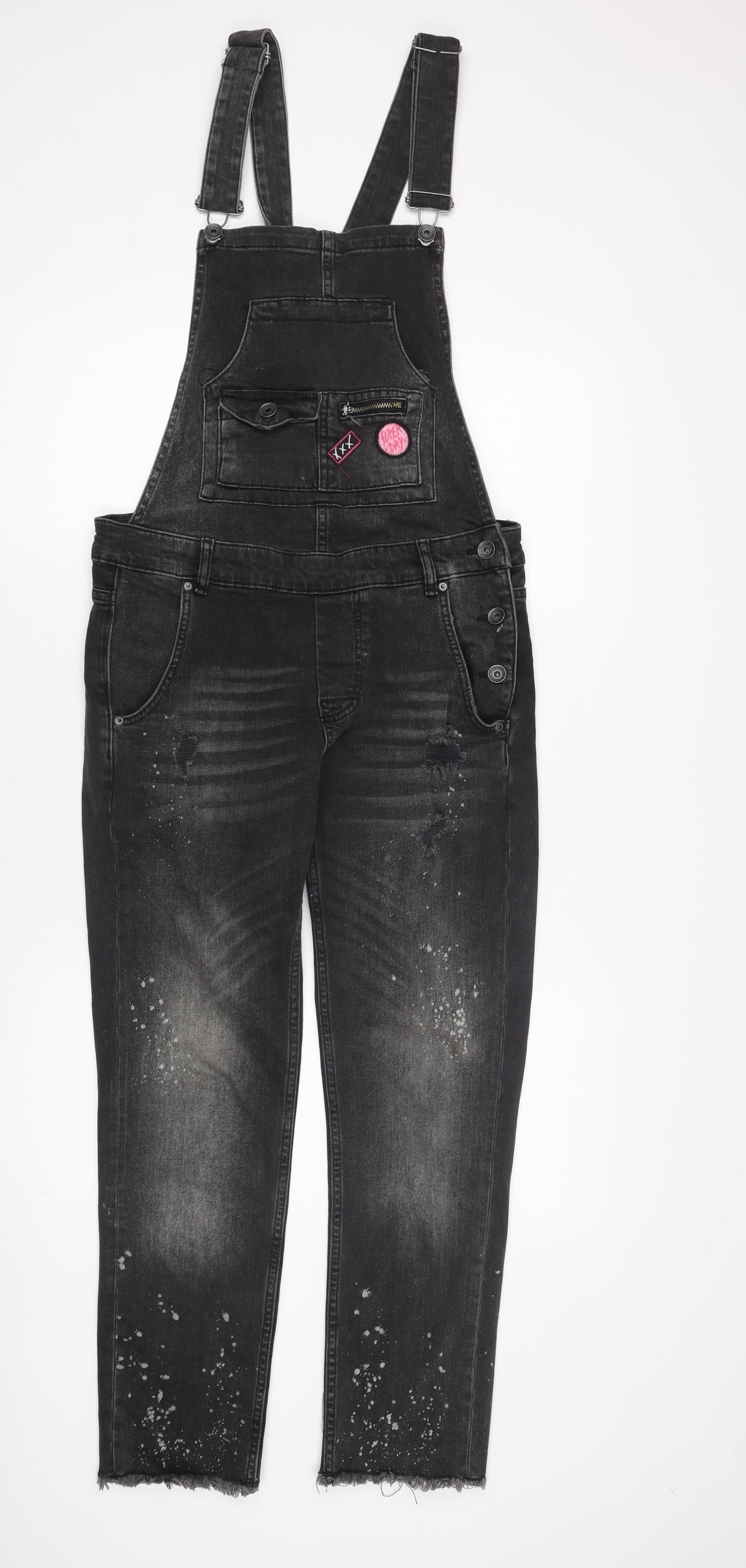 Superdry Women's Black Denim Dungarees M