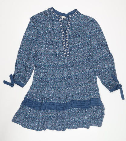 Monsoon Women's Blue Floral M Dress 3/4 Sleeves